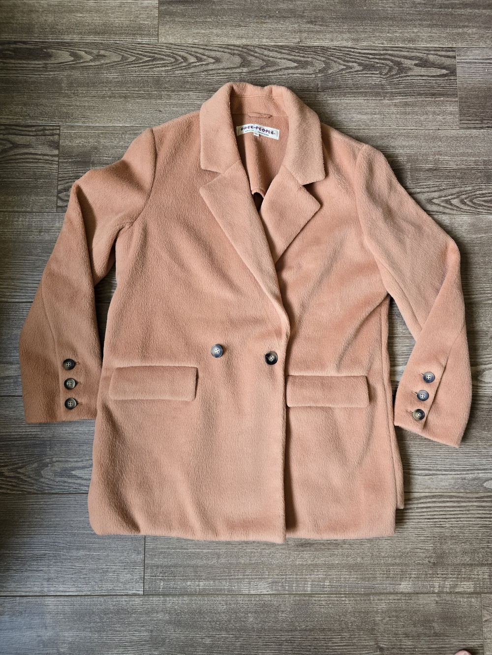 Free People Pea Coat Womens S Terracotta Orange Mari Blazer Jacket Oversize Cozy